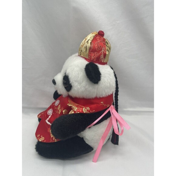 Panda Bear With Red  Tang Suit Gold Red Hat  Plush Stuffed Animal Soft Toy 7'' - Picture 4 of 9